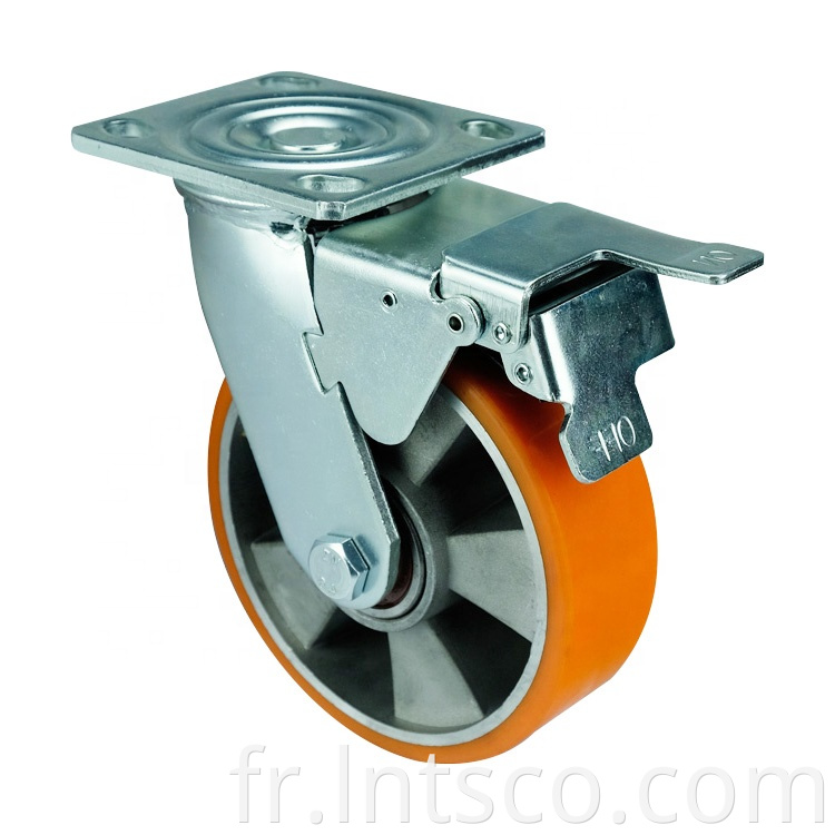 Heavy Duty PU on Aluminum Total Brake Casters